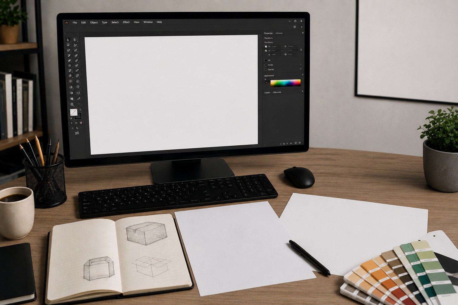 Grafik tasarım çalışma alanı görseli